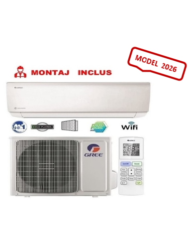 Aparat de aer conditionat Gree Bora A4 Silver GWH09AAAXB-K6DNA4C, 9000 BTU, Inverter , A++/A+, Wi-Fi