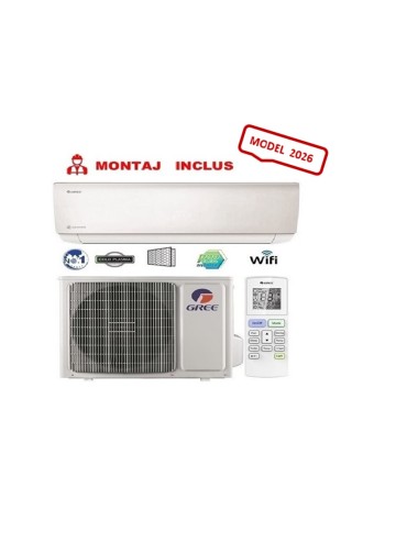 Aparat de aer conditionat Gree Bora A4 Silver GWH12AABXB-K6DNA4F , 12000 BTU, A++/A+, Wi-Fi